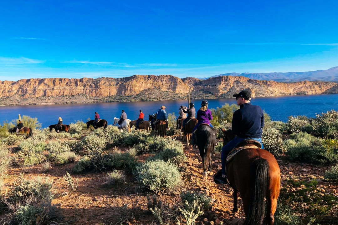 Horseback riding around Saguaro Lake Guest Ranch