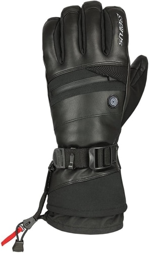 Product photo of Serious Heat Touch Hellfire Gloves for Extreme Cold in black leather.