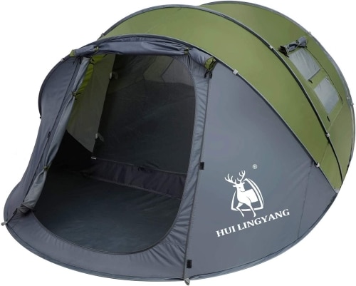 Product photo of the grey and green HUI LINGYANG Easy Pop-Up Tent.