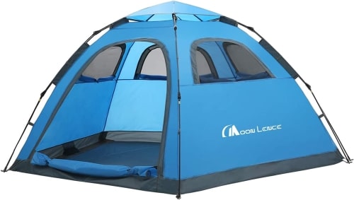 Moon Lence Best 4-Person Instant Pop-Up Tent in blue.