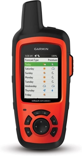 Garmin inReach Explorer+ handheld GPS.