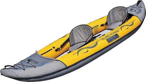 Grey and yellow ADVANCED ELEMENTS Island Voyage 2 Inflatable Kayak product image.