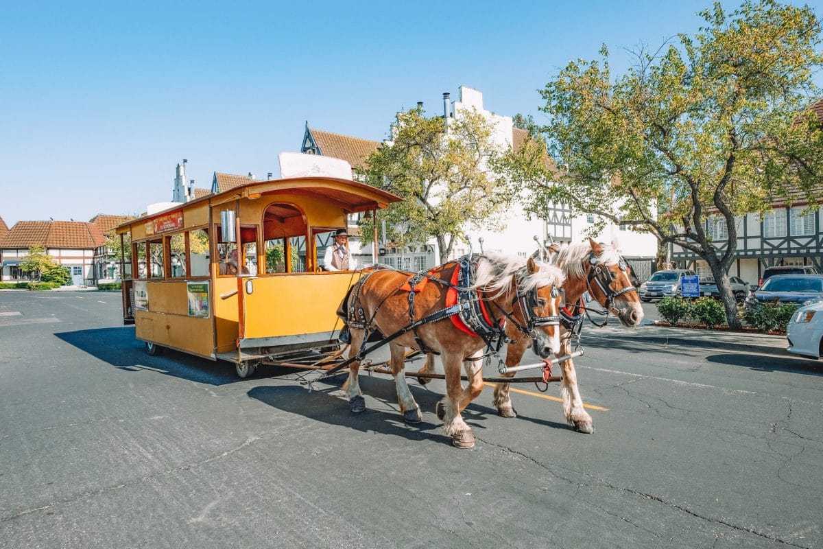 Ride the Horse-Drawn Solvang Trolley