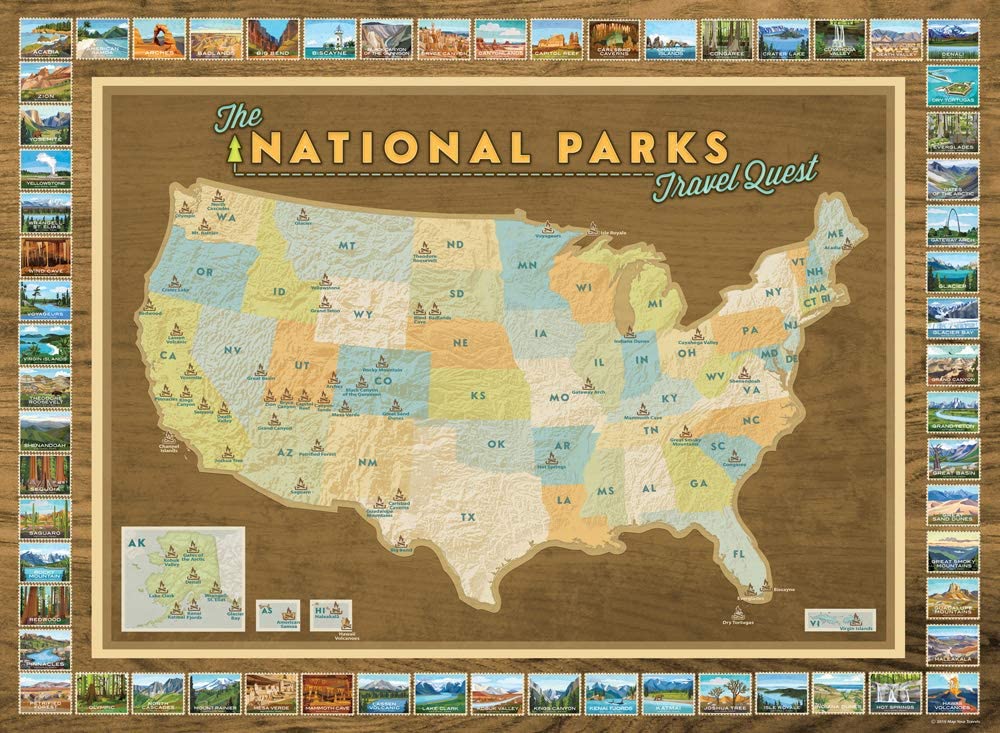 Map Your Travels National Parks Travel Quest Poster