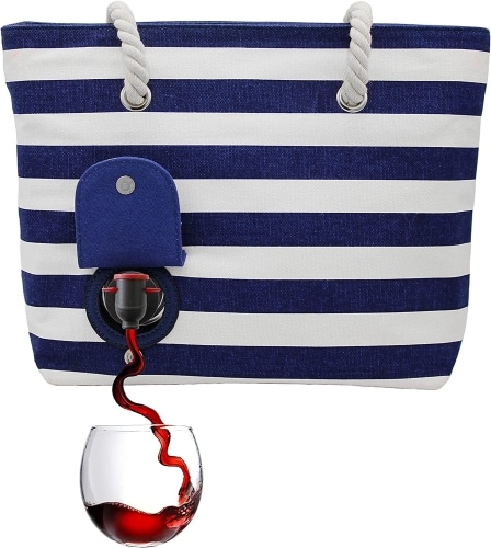 beach bag with secret wine compartment