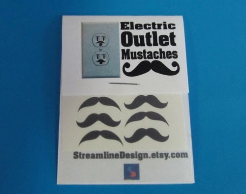 electric outlet mustache stickers