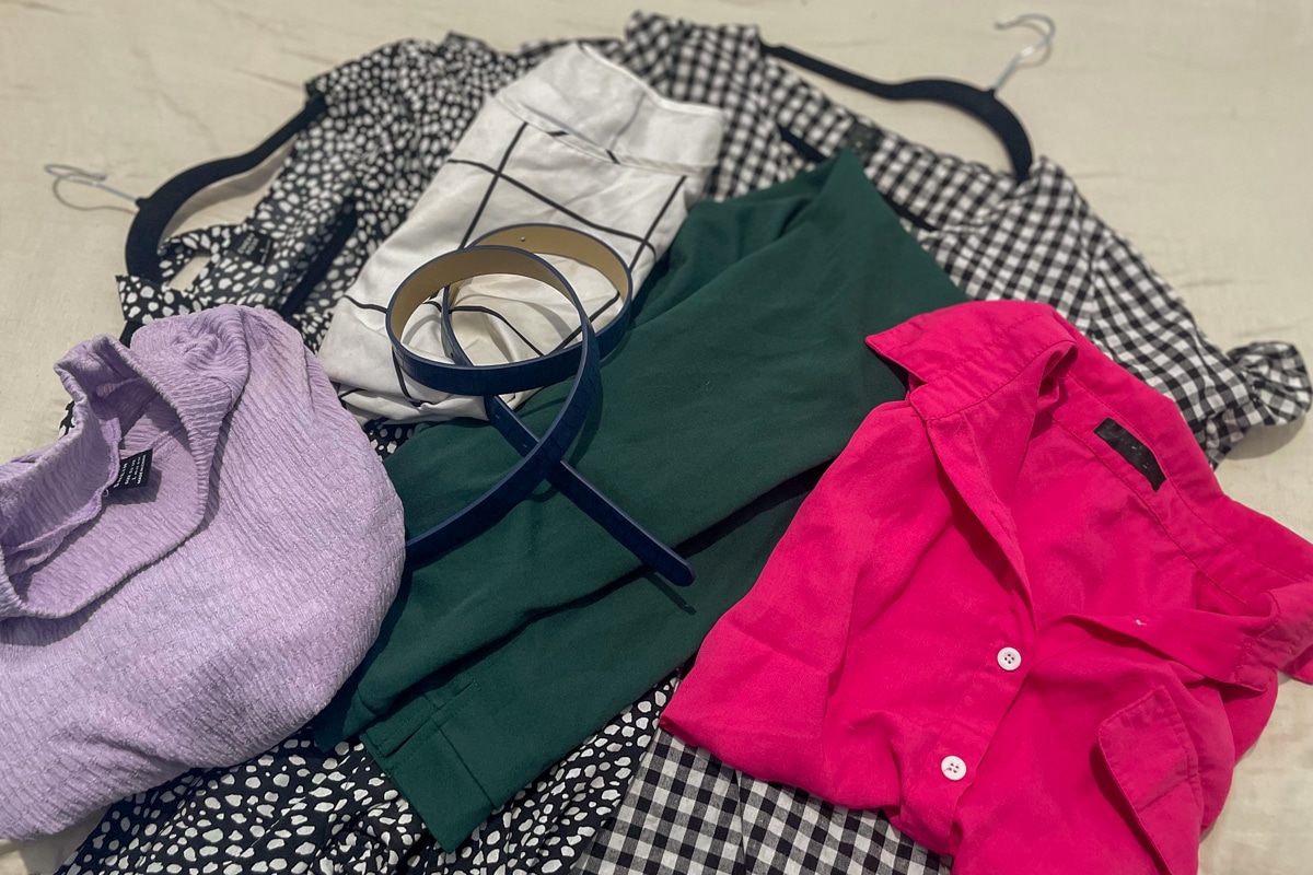 A pile of the Emery Rose clothes and products I tried for this review article.