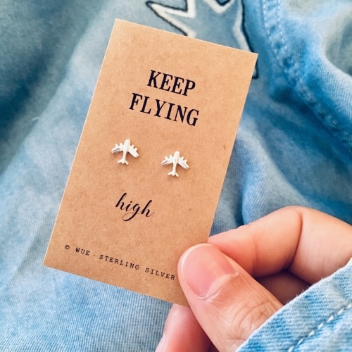 sterling silver airplane earrings