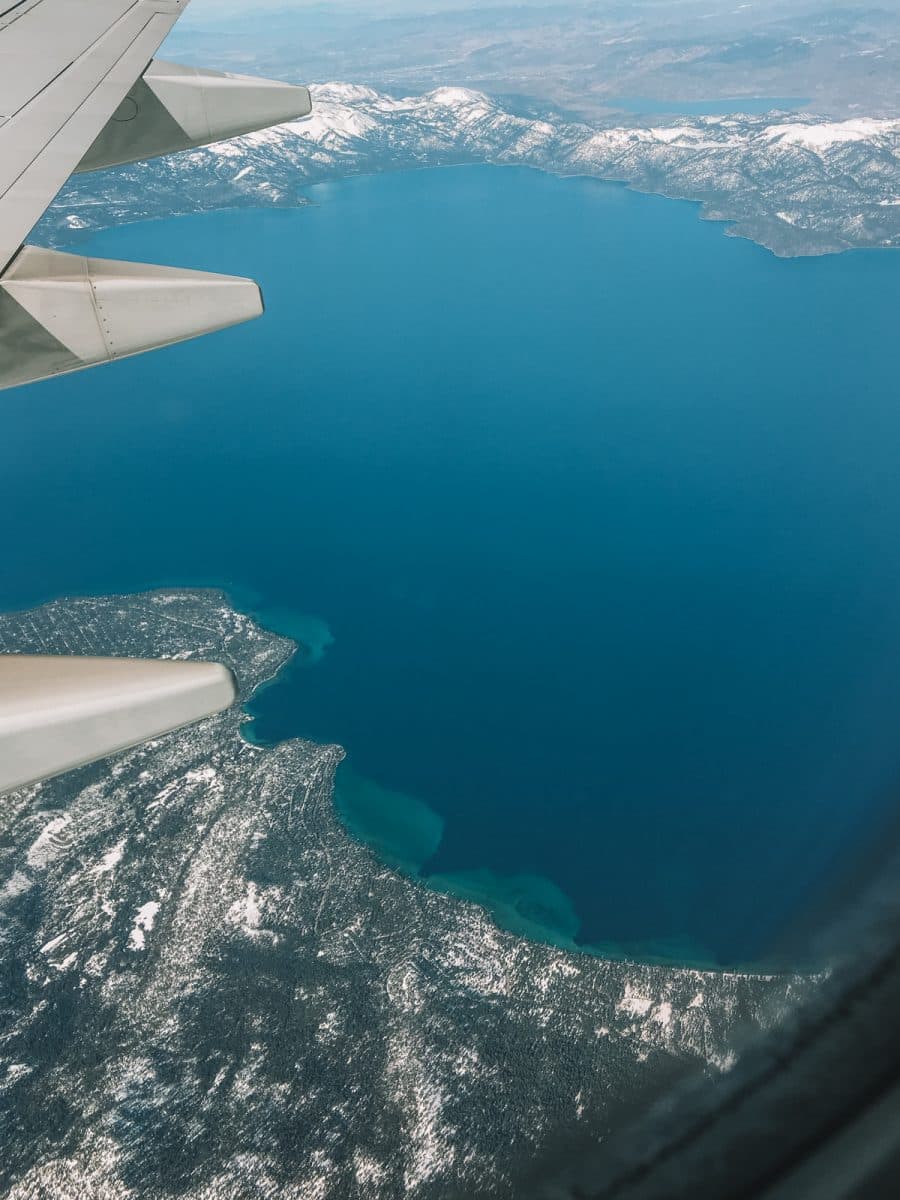 A beautiful picture of Lake Tahoe taken from a flight