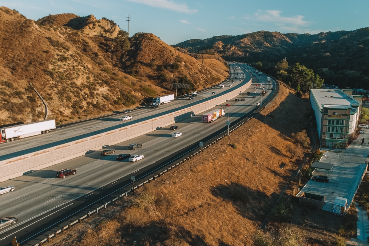 Picture of afternoon traffic on Interstate 5 Highway in Santa Clarita