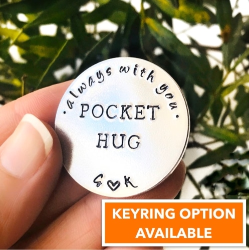 Pocket hug personalized coin.
