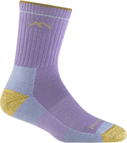 Product image for the Darn Tough Hiker Micro Crew Cushion Socks in lavender and yellow.
