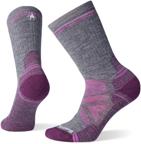 Product image for the Smartwool Performance Hike Full Cushion Crew Socks in grey and purple.